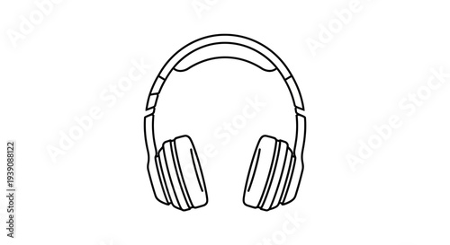 Simple Line Drawing of Headphones.
