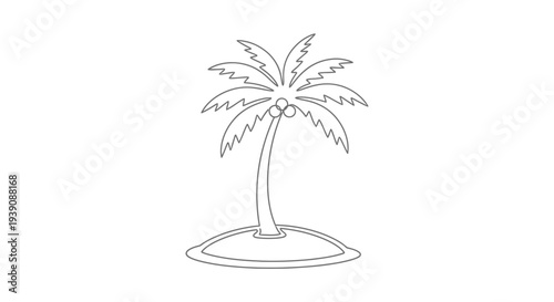 Simple Line Drawing of Palm Tree 1.