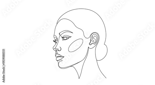 Woman Face Line Drawing Skincare Beauty.