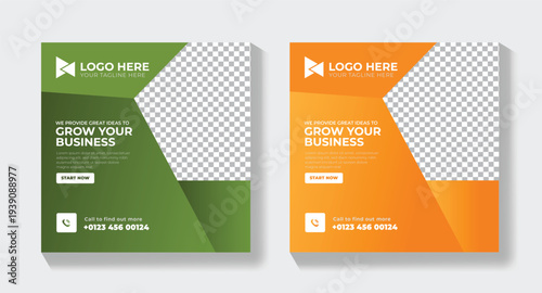 Modern Geometric Business Flyer Template for Corporate Marketing Promotion, Creative Square Corporate Flyer Design for Social Media Business Advertising