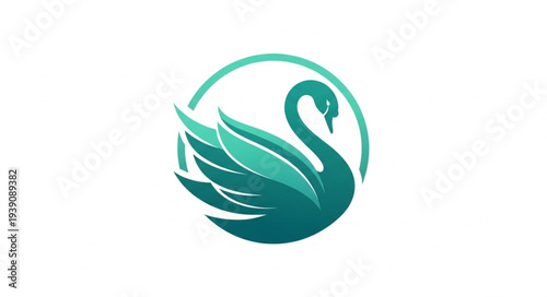 Elegant Teal Swan Logo Design.