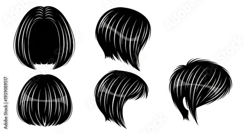 Various Hairstyles Bob Cut Collection Black And White.