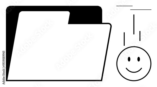 Data organization. File folder structured document management. Smile s positivity in data handling. Perfect for storage, organization, digital systems, productivity concepts, document workflows