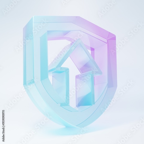 Frosted glass Financial growth increase icon isolated on white background. Increasing revenue. Minimalism concept. 3D render illustration