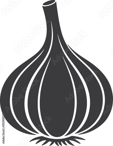 Garlic Bulb Vegetable Food Ingredient Silhouette Vector Illustration