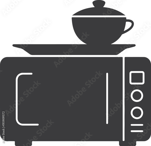 Microwave oven kitchen appliance heating food cooking icon