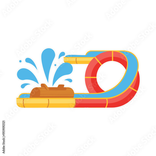 Water Park Slide Attraction Illustration