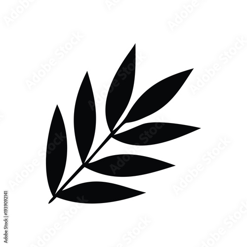 A simple black and white illustration of a leaf branch, perfect for various design applications