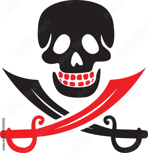 Pirate skull and crossed swords symbolizing danger and adventure
