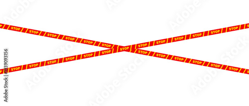 Red and Yellow Danger Tape Cross Vector isolated on Transparent Background