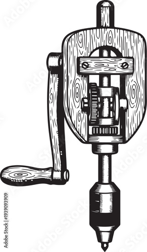 drill hand drawn simple sketch vector illustration