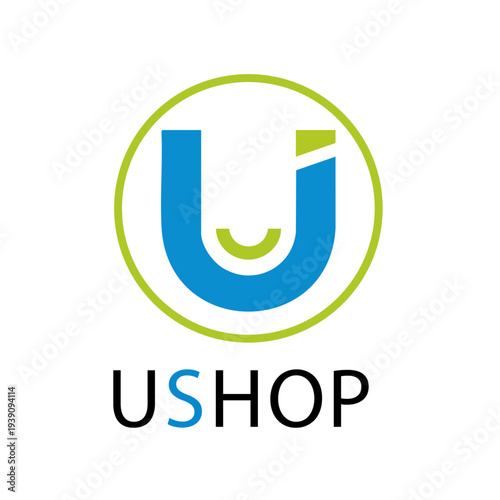 Professional Shopping Bag Logo with Smile and U Letter – Vector Icon