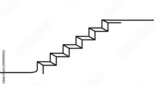 Simple black and white illustration of a staircase with sharp angles