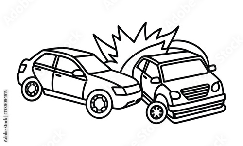 Vector illustration of two cars crashing