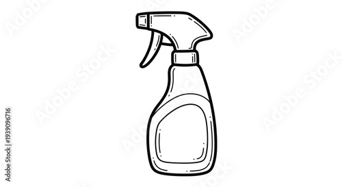Spray Bottle illustration: A simple line illustration of a spray bottle, the image is clear and can be used for cleaning and other related topics.