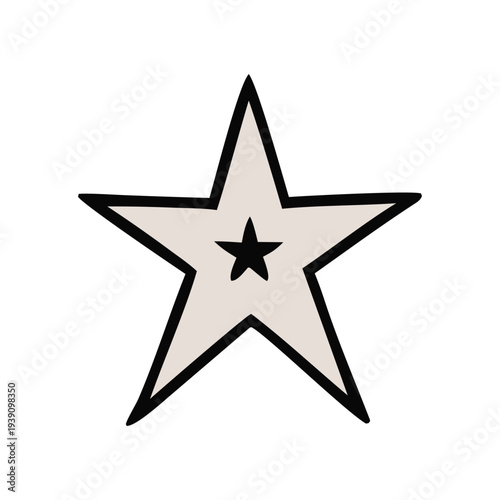 Charming hand-drawn doodle star with an inner smaller star, a simple yet effective graphic symbol perfect for various design applications, representing excellence or decorative appeal