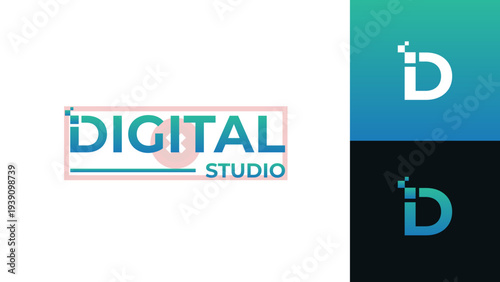 Initial D letter Digital Studio logo design