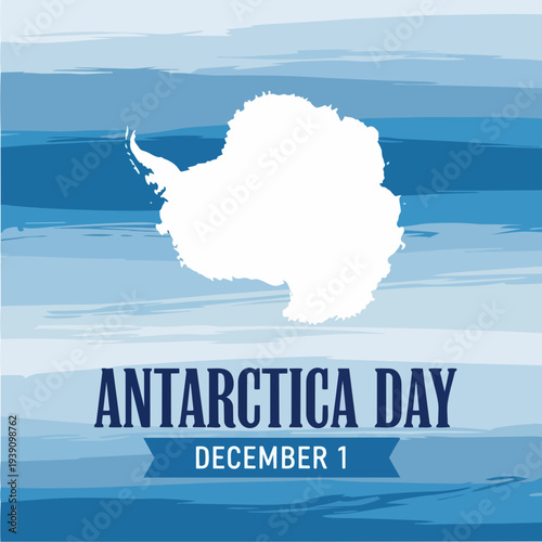 Antarctica Day December 1st Celebration Illustration.