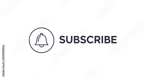 Simple black and white subscribe button icon featuring a notification bell in a circle next to the call to action text.