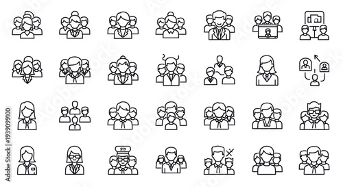 Diverse group of people icons for business and social concepts