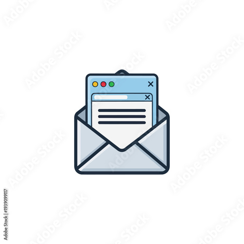 Open envelope with new email message window icon