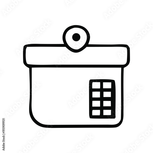 Hand-drawn calendar icon with pushpin marker, representing important dates, scheduling, and event reminders. Simple vector illustration for time management, planning, and organization apps