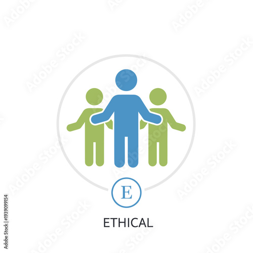 Ethical people group icon with integrity symbol