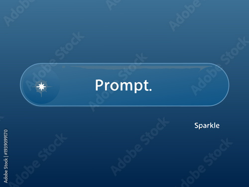 A dark blue interface element displaying the word prompt with sparkle effects