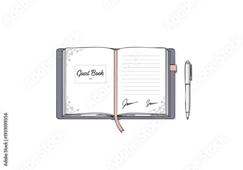 Elegant Guest Book with a Pen, Perfect for Recording Memories and Signatures at Special Events and Celebrations