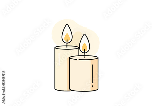 Two lit candles casting a warm glow, perfect for creating a serene ambiance or representing special moments