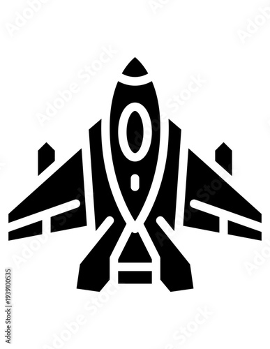 illustration of a jet fighter glyph icon vector
