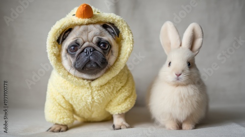 Wallpaper Mural pug in chick costume near digital easter egg celebration Torontodigital.ca