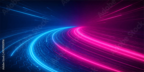 Abstract colorful background featuring blue and purple glowing lines with bright light wave patterns and technology motion curves on a dark space energy backdrop vector illustration