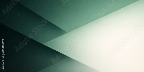 Abstract green background with geometric lines and blue 3d paper curl shapes creates a modern business presentation template vector illustration backdrop