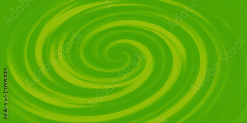 An abstract green and blue spiral background features a digital fractal wave design with a motion curve texture that creates a light-filled vortex pattern for a modern wallpaper illustration