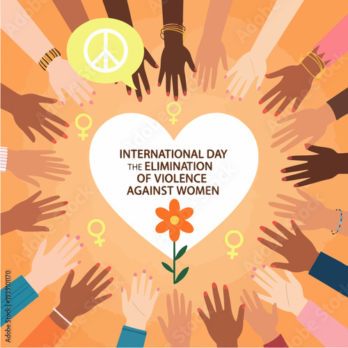 International Day Elimination of Violence Against Women Heart Symbol.