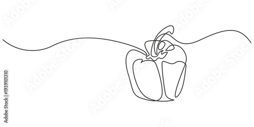 Capsicum continuous one line drawing vector illustration, Continuous one line drawing of Sweet pepper bell pepper line art vector sketch illustration design, Paprika, bell pepper, red sweet pepper .