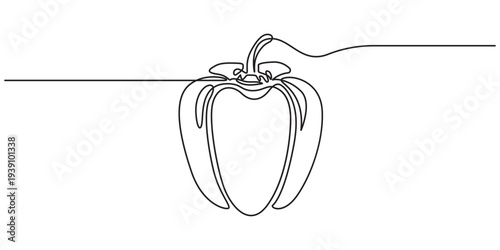 Capsicum continuous one line drawing vector illustration, Continuous one line drawing of Sweet pepper bell pepper line art vector sketch illustration design, Paprika, bell pepper, red sweet pepper .