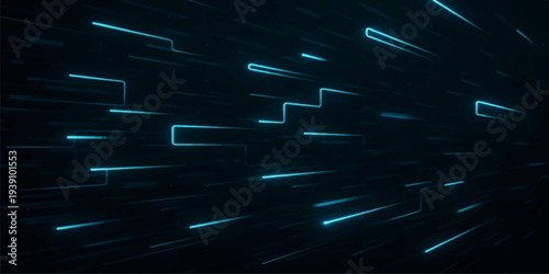 Futuristic digital technology pattern with glowing blue lines and data particles forming an abstract motion background loop for a high-tech business network concept