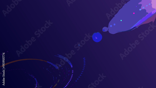 Abstract digital art featuring a whale and bioluminescent marine elements