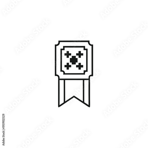 8-Bit Style Pixel Art Level Up Icon Silhouette in Black and White for Mobile Game Apps
