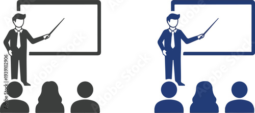 Business presentation illustration with two color schemes