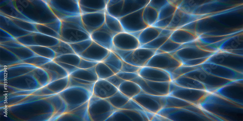 Microscopic blue abstract background featuring seamless liquid waves and glowing cells that resemble medical bacteria or electric energy patterns under a science microscope