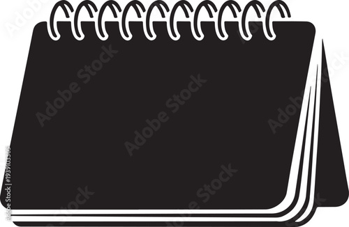 Desk calendar silhouette icon in black and white