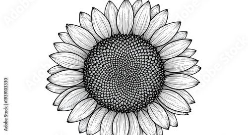Vintage engraving style sunflower illustration
