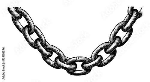 Vintage engraving style metal chain illustration