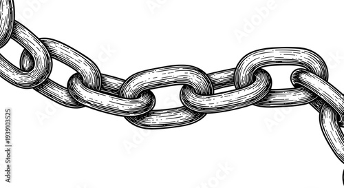 Vintage engraving style metal chain illustration