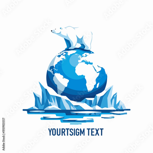 Polar bear on melting iceberg representing climate change.