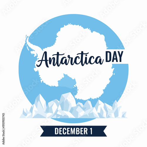 Antarctica Day December 1 Celebration Graphic.