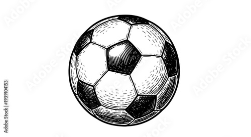 classic soccer ball detailed vintage engraving sports equipment illustration hand drawn football ball woodcut style isolated